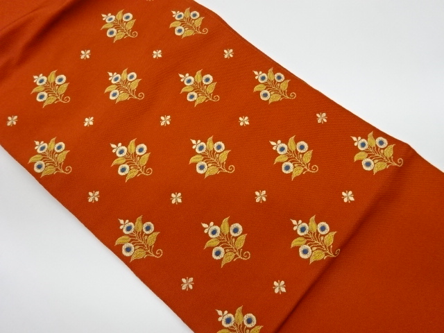 JAPANESE KIMONO / VINTAGE NAGOYA OBI / WOVEN ABSTRACT FLORAL PLANTS